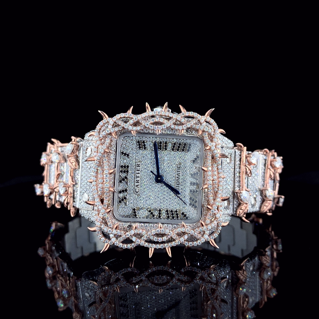 Cartier Santos VVS Moissanite Diamond Customized Design Iced Out Watch