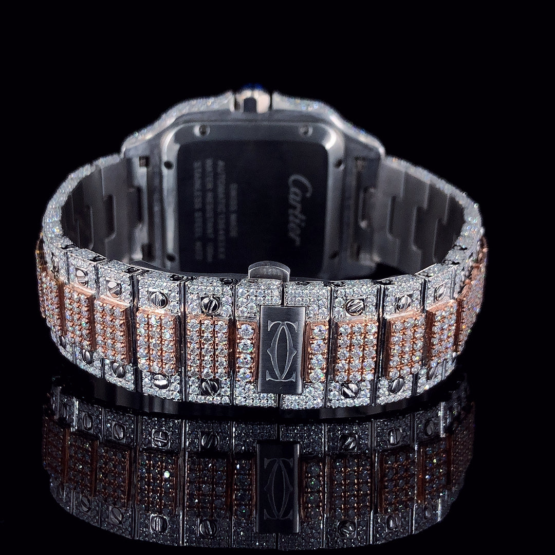 Cartier Santos VVS Moissanite Diamond Iced Out Watch