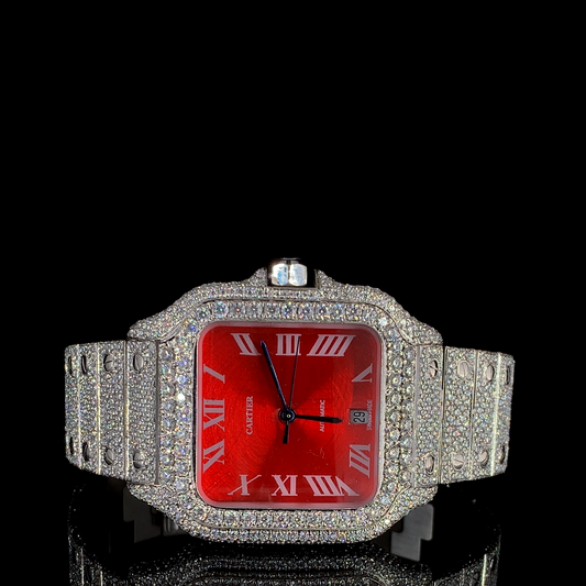 Cartier Santos VVS Moissanite Diamond Iced Out Watch