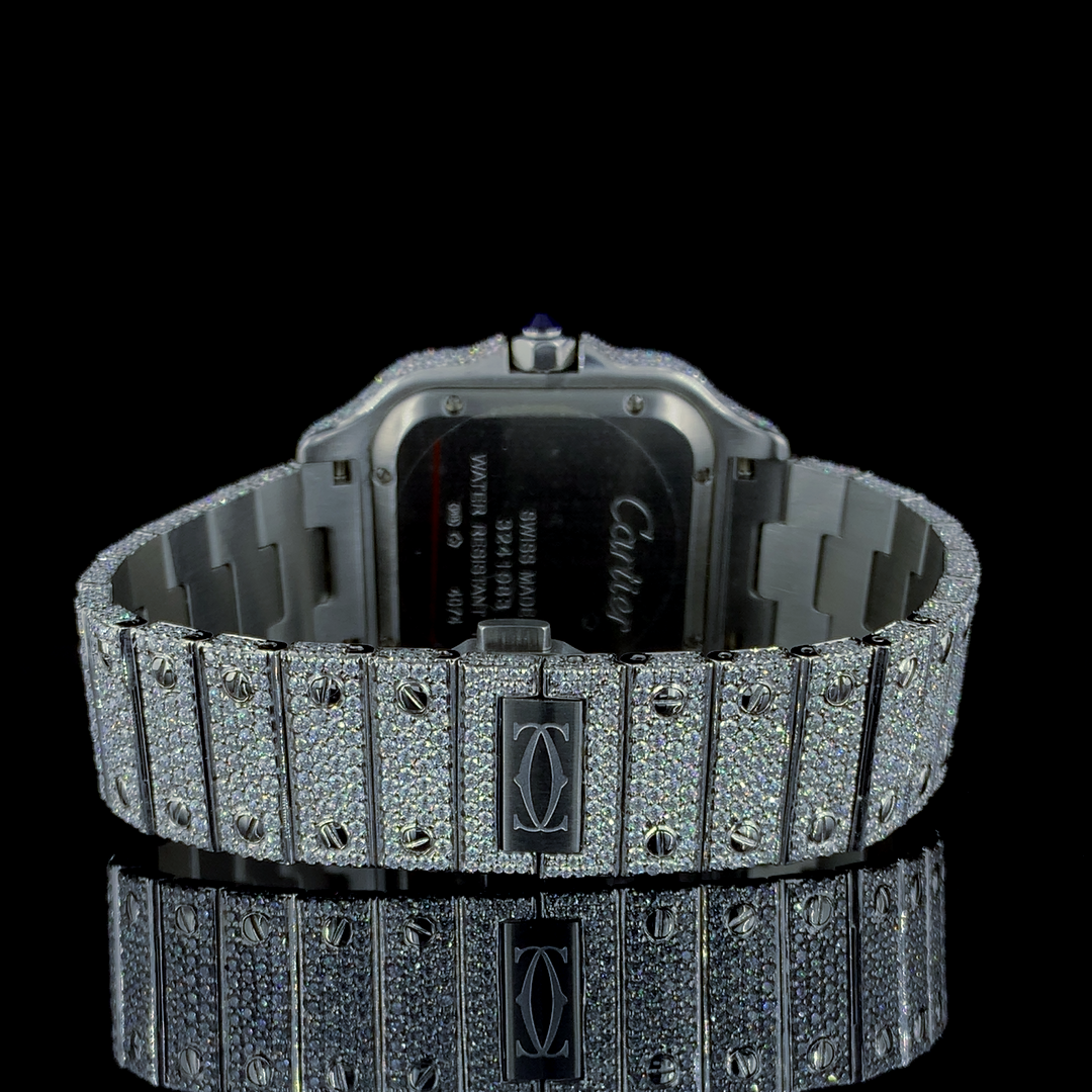 Cartier Santos VVS Moissanite Diamond Iced Out Watch