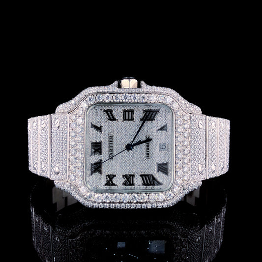 Cartier Santos VVS Moissanite Diamond Iced Out Watch