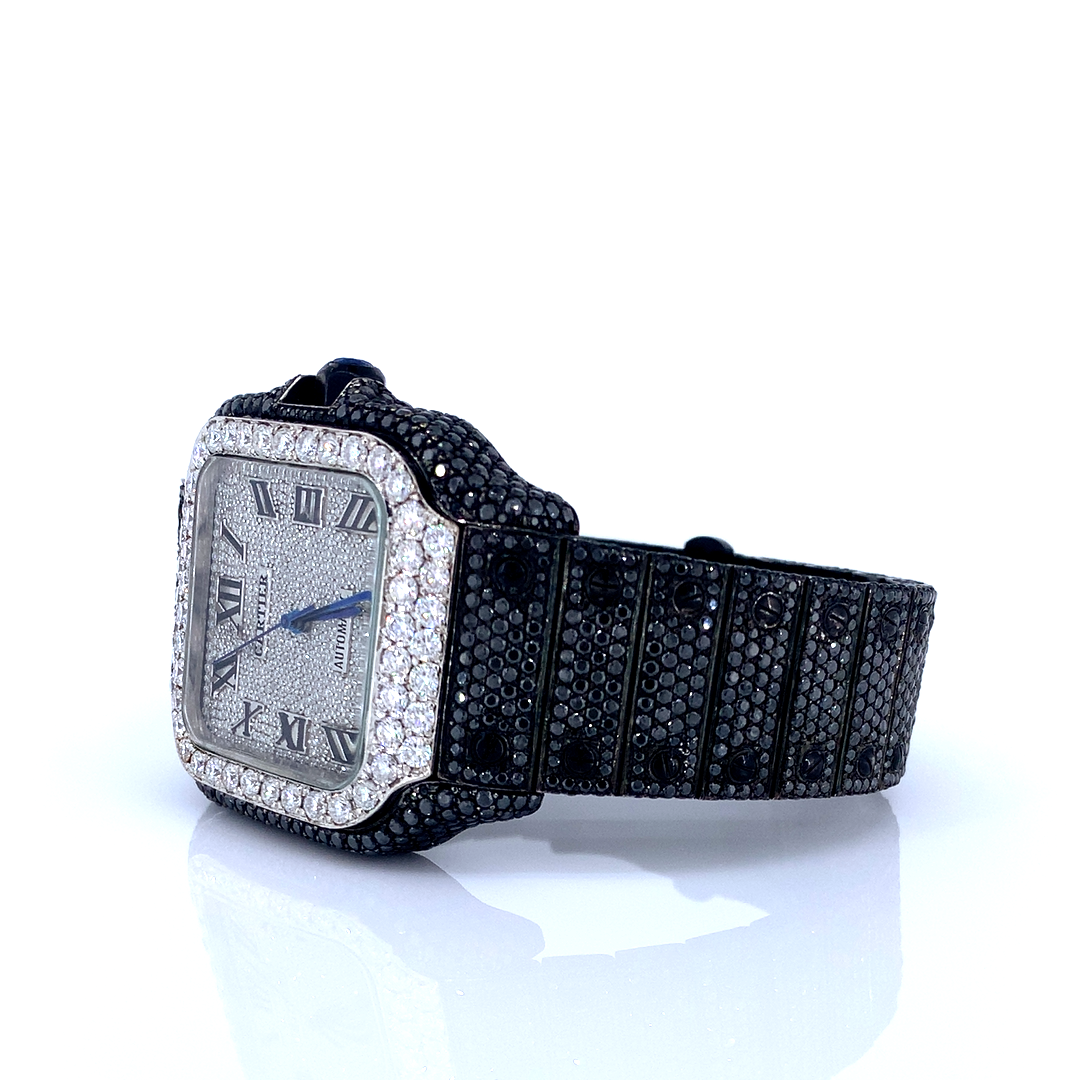 Cartier Santos VVS Moissanite Diamond Iced Out Watch