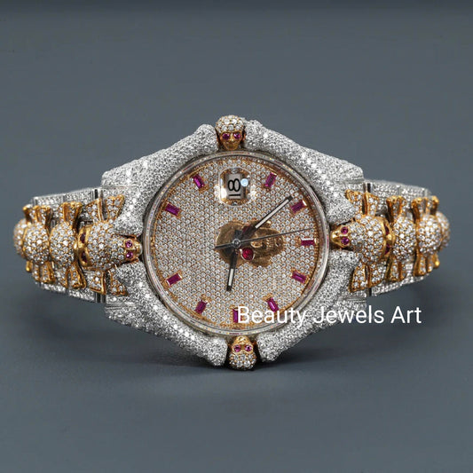 Rolex Datejust SKULL VVS Moissanite Diamond Iced Out Watch