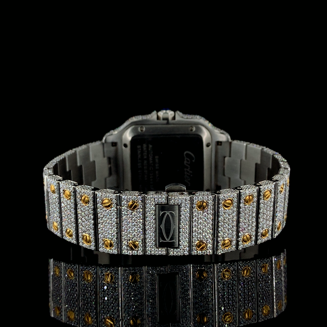 Cartier Santos VVS Moissanite Diamond Iced Out Watch