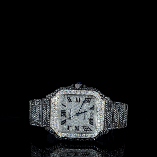 Cartier Santos VVS Moissanite Diamond Iced Out Watch