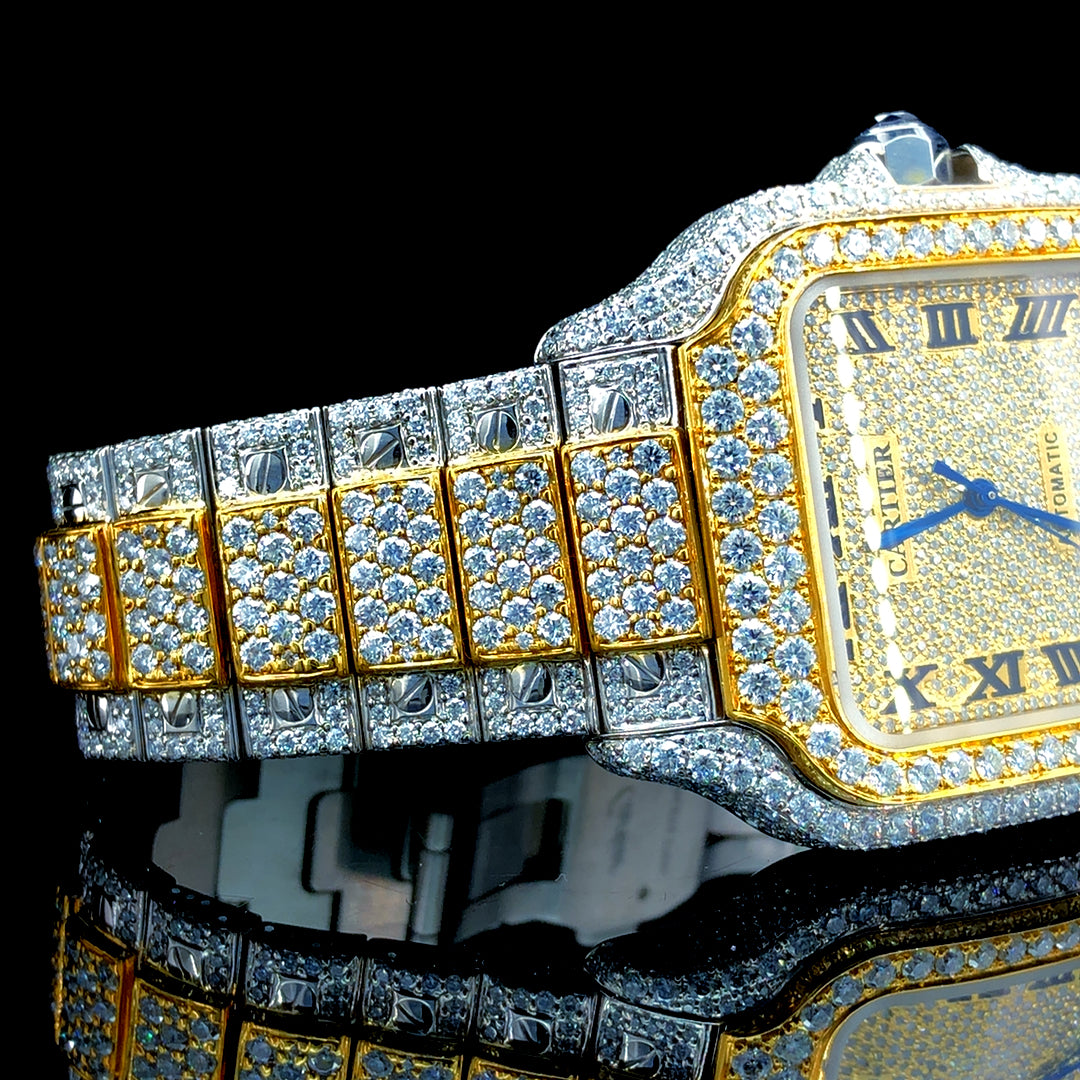 Cartier Santos VVS Moissanite Diamond Iced Out Watch