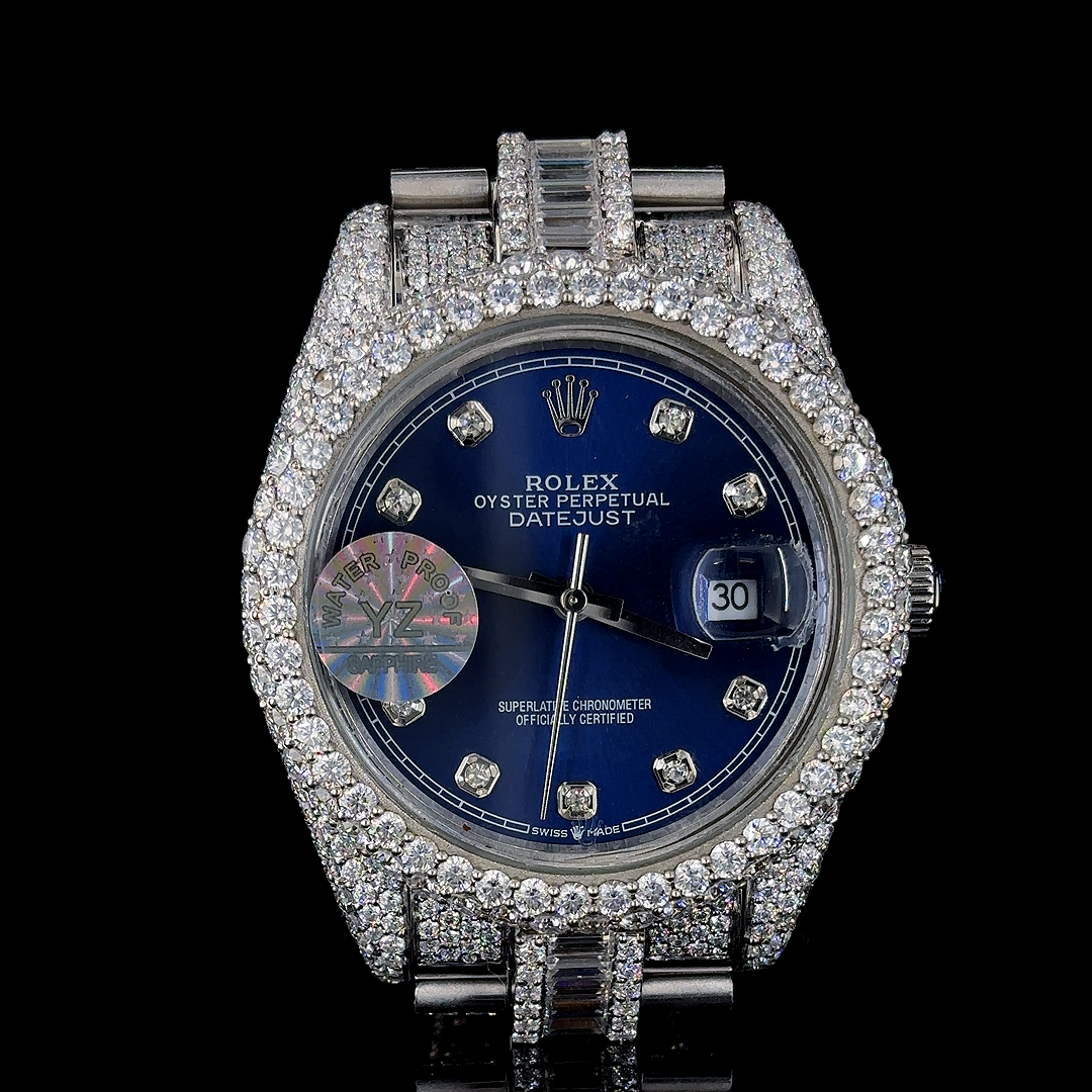 Rolex Datejust VVS Moissanite Baguette & Round Diamond Iced Out Watch