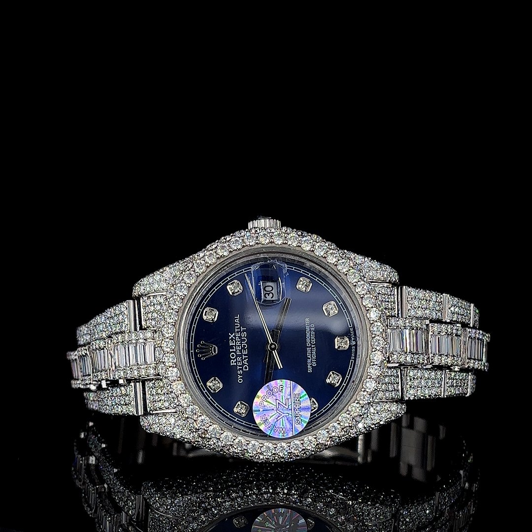 Rolex Datejust VVS Moissanite Baguette & Round Diamond Iced Out Watch