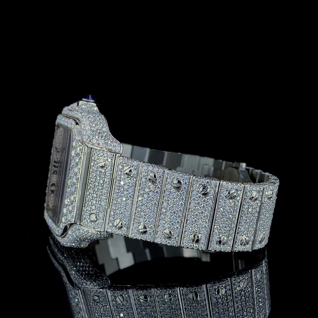 Cartier Santos VVS Moissanite Diamond Iced Out Watch