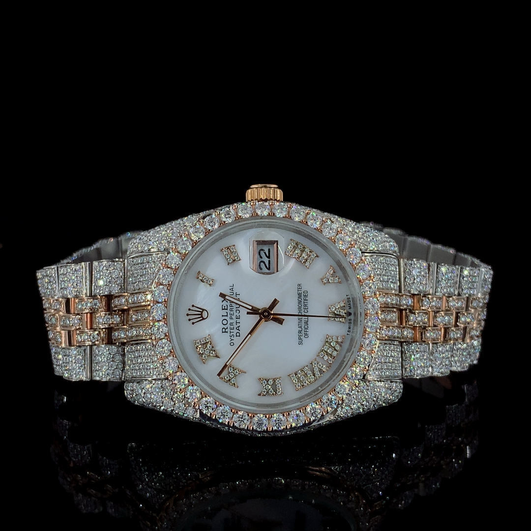 Rolex Datejust Jubilee 36mm VVS Moissanite Diamond Iced Out Watch