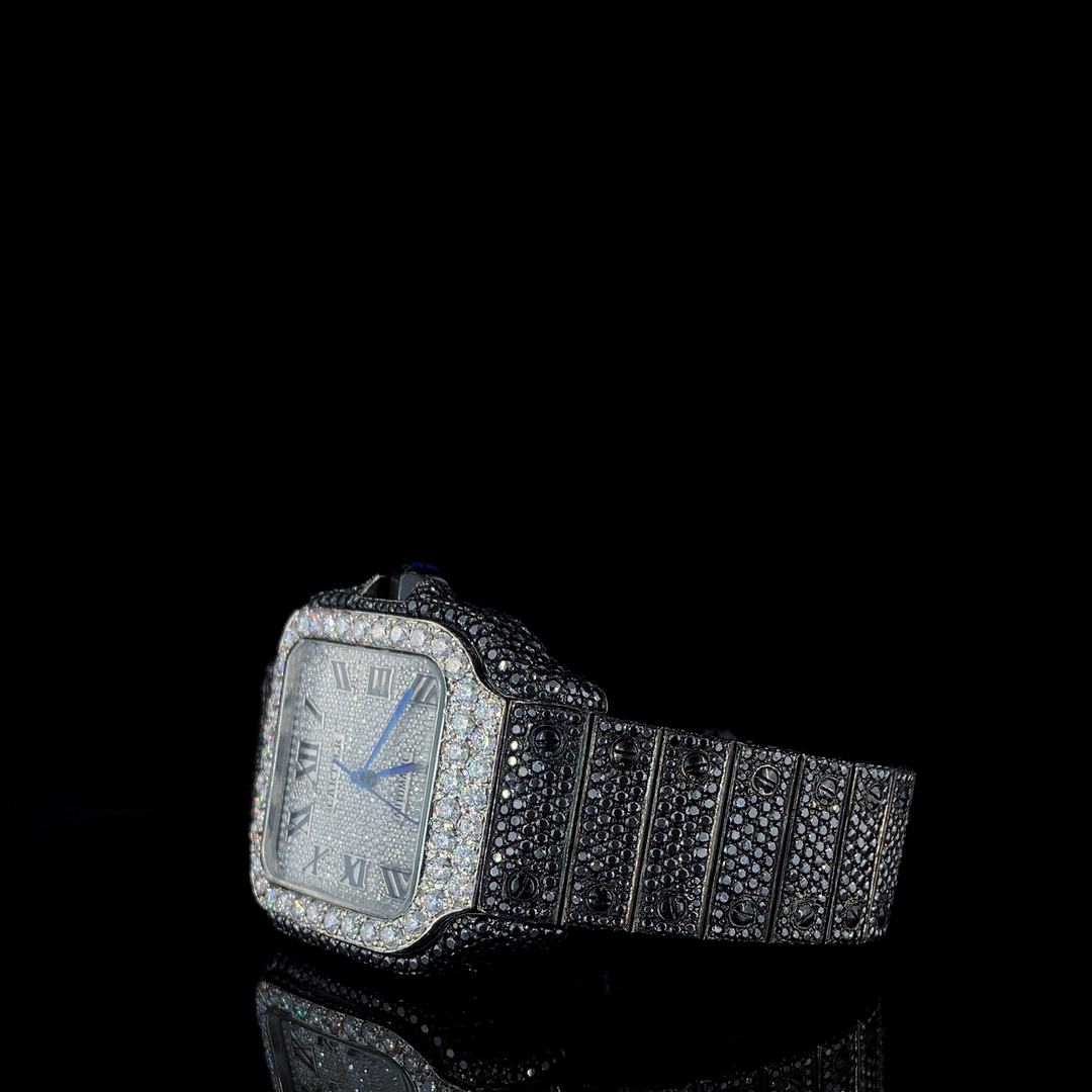 Cartier Santos VVS Moissanite Diamond Iced Out Watch