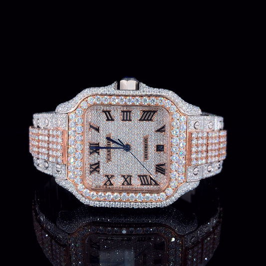 Cartier Santos VVS Moissanite Diamond Iced Out Watch