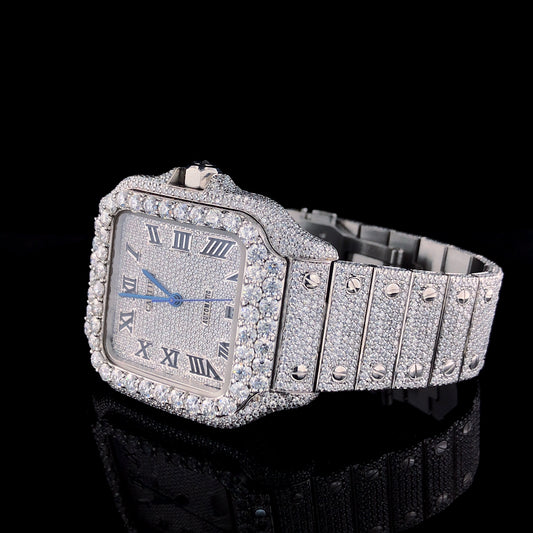 Cartier Santos VVS Moissanite Diamond Iced Out Watch