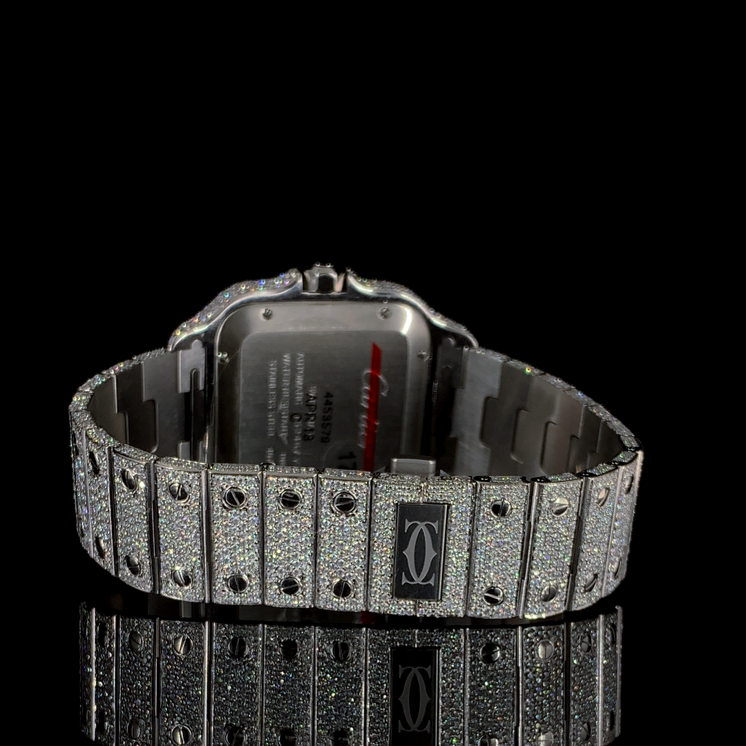 Cartier Santos VVS Moissanite Diamond Iced Out Watch