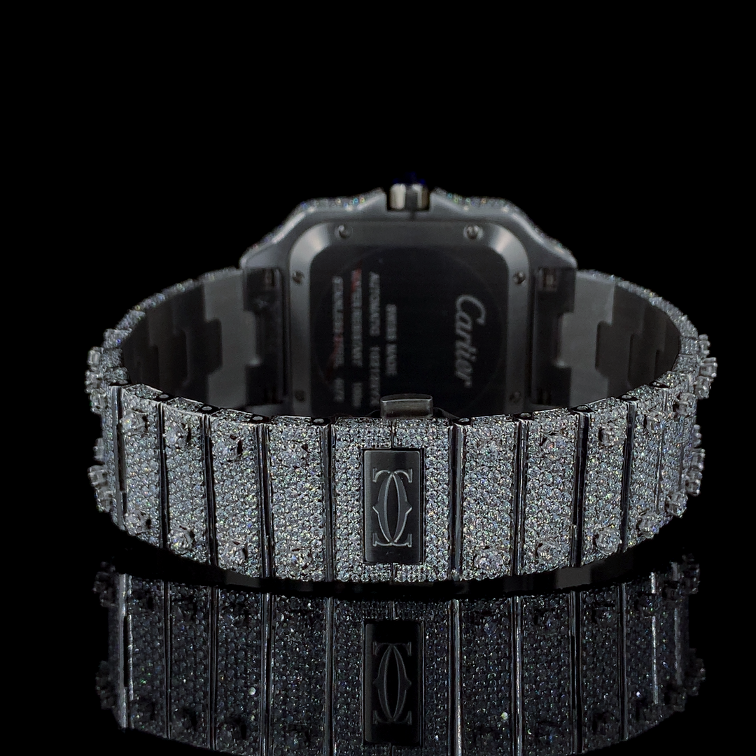 Cartier Santos VVS Moissanite Diamond Iced Out Watch