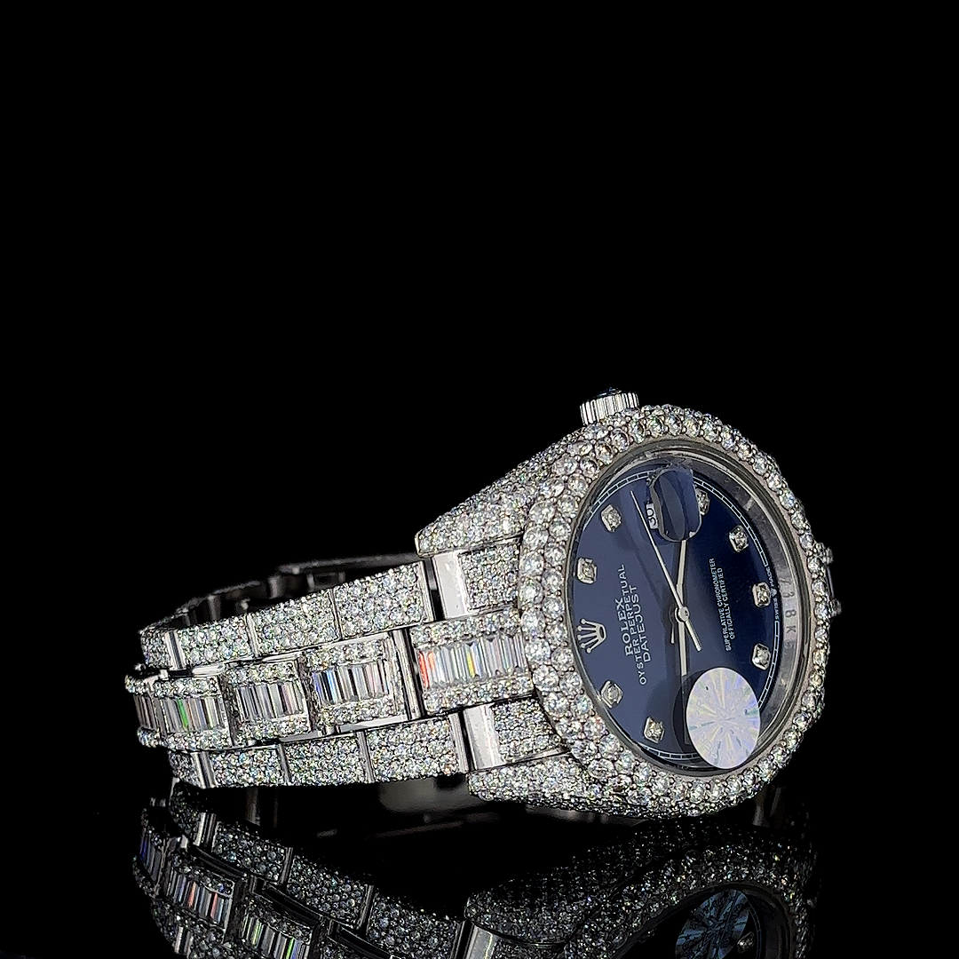 Rolex Datejust VVS Moissanite Baguette & Round Diamond Iced Out Watch