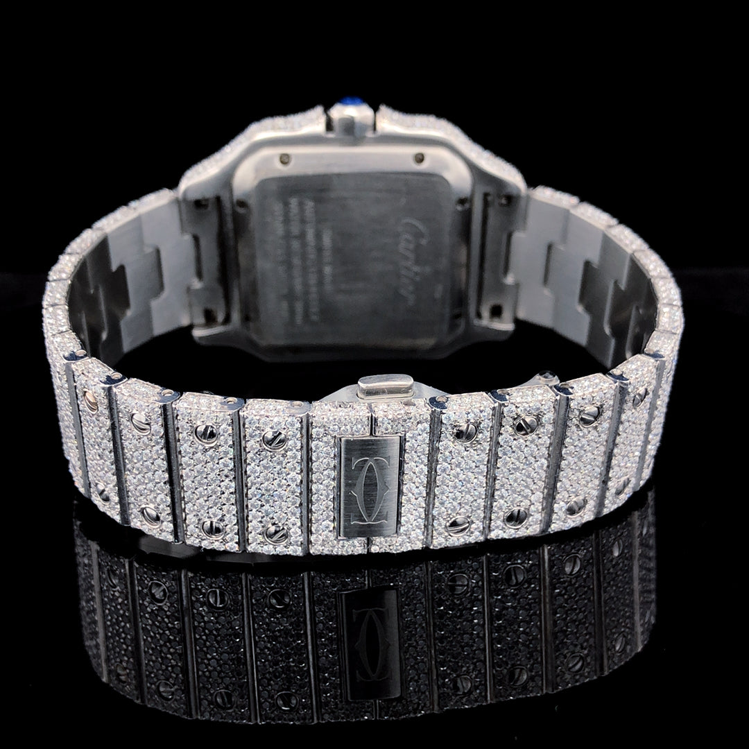 Cartier Santos VVS Moissanite Diamond Iced Out Watch