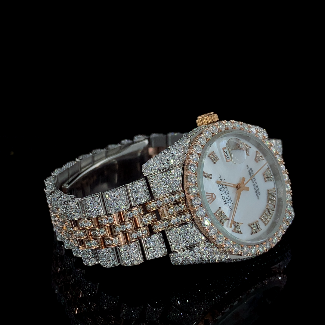 Rolex Datejust Jubilee 36mm VVS Moissanite Diamond Iced Out Watch