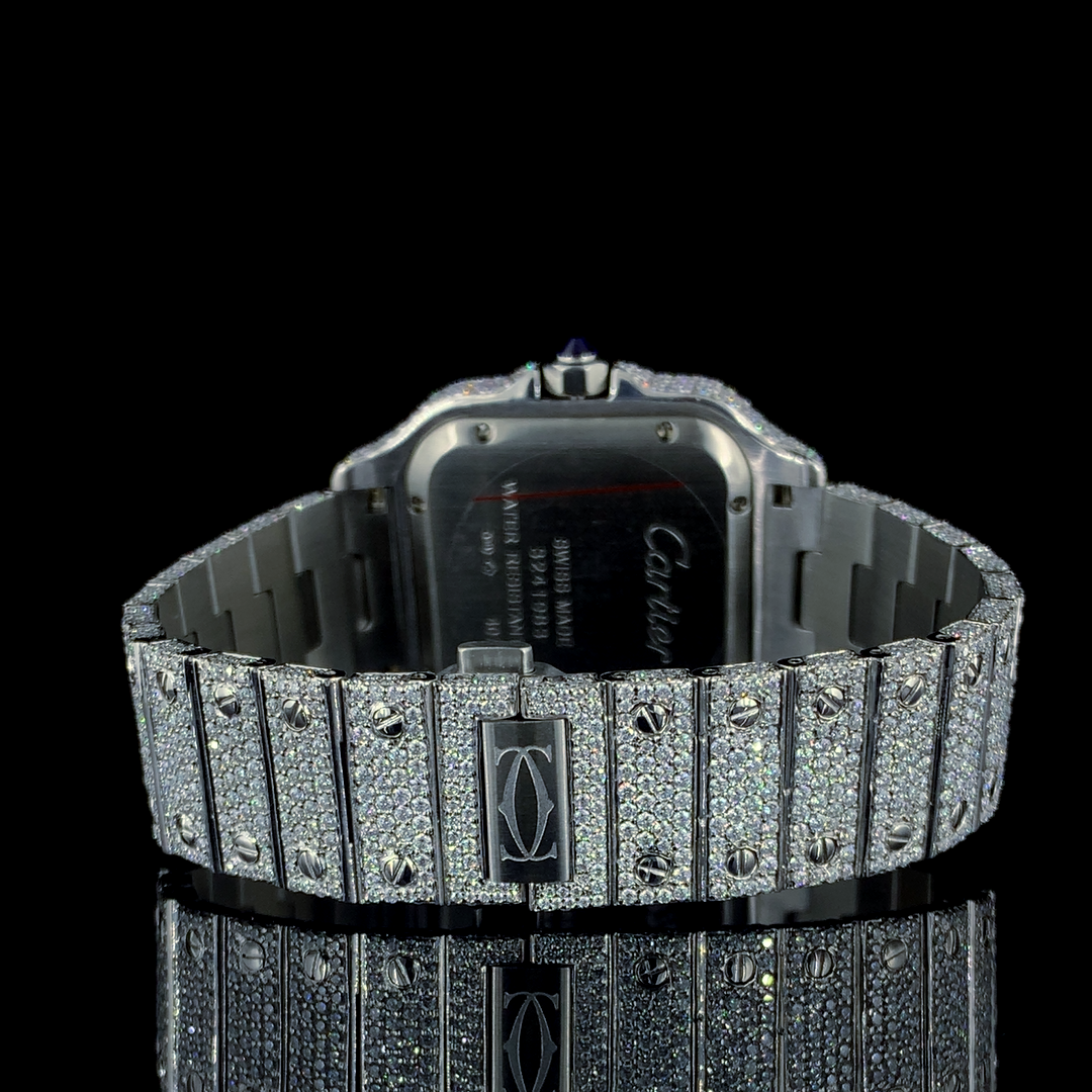 Cartier Santos VVS Moissanite Diamond Iced Out Watch