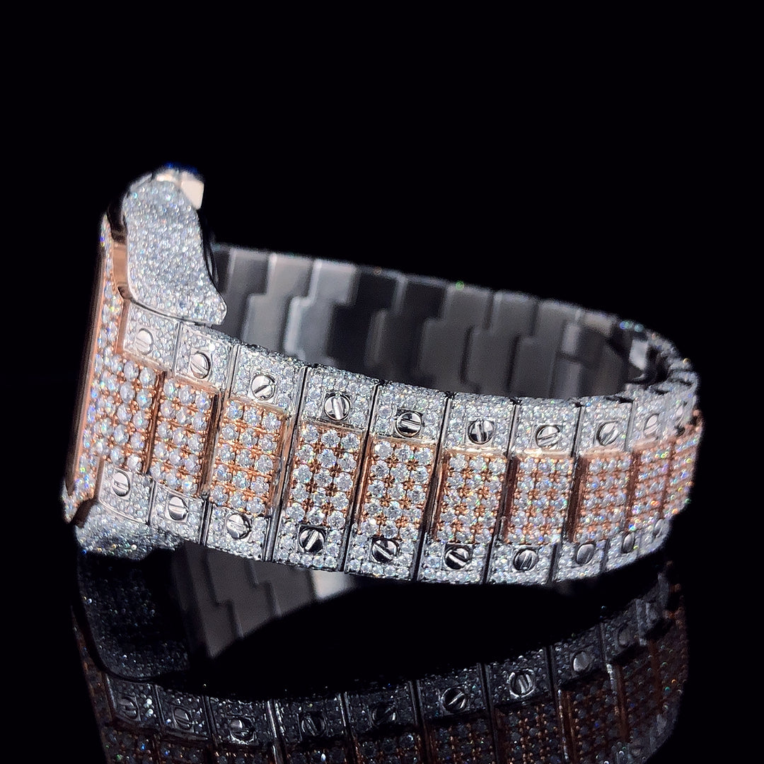 Cartier Santos VVS Moissanite Diamond Iced Out Watch