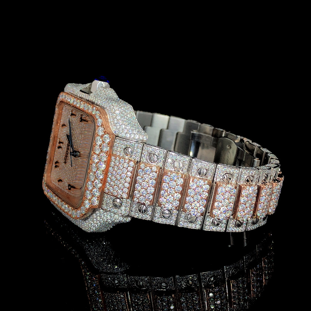 Cartier Santos VVS Moissanite Diamond Iced Out Watch