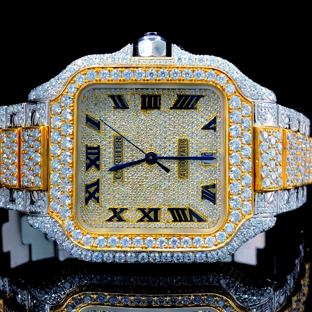 Cartier Santos VVS Moissanite Diamond Iced Out Watch